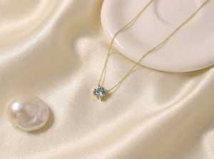 Colgante Solitario con Engaste de Bisel de Topacio Azul de Londres, Plata de Ley 925, Chapado en Oro de 14K, Estilo Vintage Clásico, para Niños, Diciembre - Product Image 1