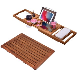 Teak Wood Luxury <b>Bath</b> <b>Caddy</b> with Drain Tray | Wholesale Handcrafted Bathroom Accessories - Product Image 3