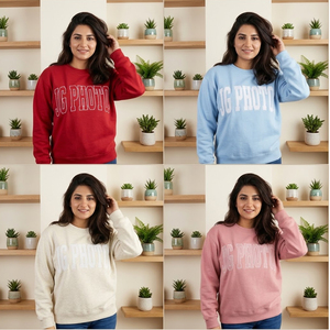 Sweat-shirt rose à col rond pour femme avec imprimé lettres, pull à col montant pour femme, personnalisé, Sororité Greek Life - Product Image 5