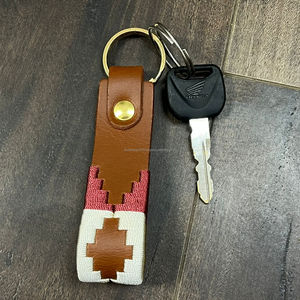 <b>Custom</b> Genuine Leather Western Style Embroidered Aztec Pattern Keychain <b>Ring</b> Fashion Accessory Durable <b>Key</b> Holder For Daily Use - Product Image 4