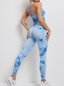 High Quality <b>Tie</b> <b>Dye</b> Sublimation Print 2-Piece Gym Wear for Yoga Fitness & Running Solid Pattern Fitness Suit In Low MOQ - Product Image 5