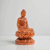 Estatua de Buda Shakyamuni de Madera de Palisandro Natural Hecha a Mano en Da Nang, Vietnam, Escultura de Buda Sentado, Decoración para Altar y Meditación en el Hogar
