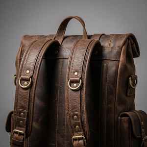 Mochila Enrollable de Cuero Genuino Hecha a Mano, Bolso para Portátil Vintage, Unisex, Impermeable, Mochila de Viaje, Algodón, Moda, LTBP-0001 - Product Image 6