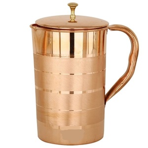 Plain Copper Luxury <b>Water</b> <b>Jug</b> Pitcher Traditional Indian Handmade Dishwasher Safe Heat Resistant Party Drinkware Exporter - Product Image 1