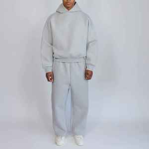 Tracksuits Manufacturer Custom OVERSIZED BOXY Tracksuit For Men Pullover <b>Hoodie</b> and Sweatpants Cotton Fleece Baggy Tracksuits - Product Image 5