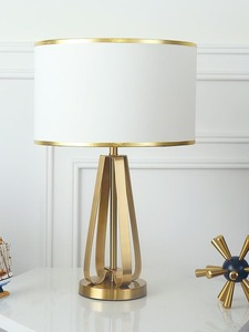 Modern Gold Handmade Table Lamp <b>Drum</b> <b>Shade</b> Metal Base Bedroom Living Room Home Decor Valentine's Day & Christmas <b>Light</b> - Product Image 4