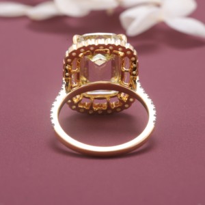 Anillo de Compromiso y Boda de Lujo con Halo de Diamantes Amarillos Corte Esmeralda Certificados por IGI, Plata de Ley 925 Sólida con Rodio, Regalo de Aniversario - Product Image 4