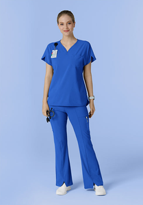 Conjuntos de Uniformes Médicos Rojos de Punto Personalizados de Alta Calidad, Uniformes de Hospital Limpios, Ropa de Enfermería de Algodón y Poliéster para Mujer - Product Image 2