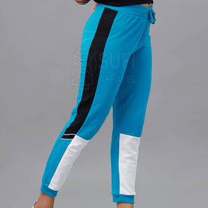 Pantalones Deportivos de Punto Azules para Mujer, con Franja Lateral, Cintura con Cordón Ajustable, Largo hasta el Tobillo, Corte Regular, para Otoño - Product Image 3