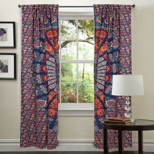 Rideau de porte, fenêtre, draperie murale, mandala paon, coton bohème, plusieurs couleurs pour la décoration intérieure par Indian Consigners - Product Image 1