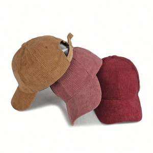 Gorro de Béisbol Cálido para Otoño e Invierno, Tela de Pana con Logotipo Impreso, Bordado de Letras, Gorro Personalizable con Estampado - Product Image 1