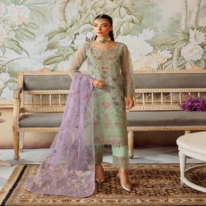 Luxe brodé indien Anarkali robes de mariée Long-Style Ramsha pelouse fantaisie faite pour les femmes vente entière Discount fête porter - Product Image 1