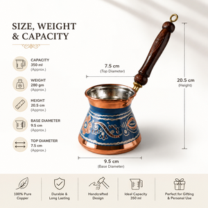 Handmade Blue Copper Turkish Coffee Pot Cezve Ibrik Wooden Handle <b>Arabic</b> Greek Espresso Coffee Maker Milk Warmer Gift Pot - Product Image 6