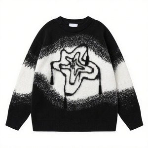 Chaqueta de punto para hombre de talla grande, personalizada OEM y ODM, de manga larga, de mohair afelpado, con jacquard en relieve, jersey para hombre de talla grande - Product Image 5