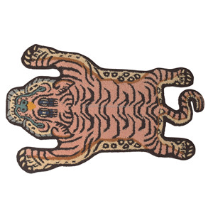 Hand Tufted Wool <b>Tibetan</b> <b>Tiger</b> <b>Rug</b> 2X3-Pink Black Low Pile Living Room Carpet - Product Image 4