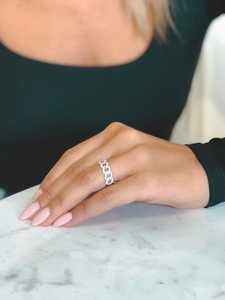 Anillos de cadena cubana Miami de oro macizo de 6.6mm 10k 14k y plata 925 con diamantes redondos cultivados en laboratorio, anillo llamativo con pavé, joyería apilable - Product Image 2