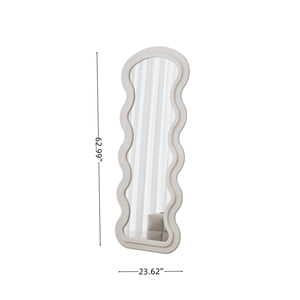 Specchio a Figura Intera Ondulato in Flanella Bianca per Camera da Letto o Soggiorno, da Appendere o Montare a Parete - Product Image 5