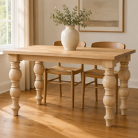 Pied de table en bois massif, pied de meuble en bois massif, dessus carré tourné, style traditionnel, base de table robuste, usage domestique et professionnel