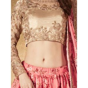Robe de soirée en organza imprimé numérique Sabyasachi rose ravissant Lehenga Choli avec chemisier - Product Image 1