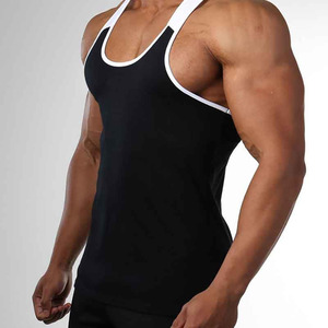 Men's Breathable Plus Size Gym <b>Stringer</b> Tank Top Black Athletic Workout Sleeveless Muscle Fitness <b>Vest</b> OEM Cotton/Spandex - Product Image 2