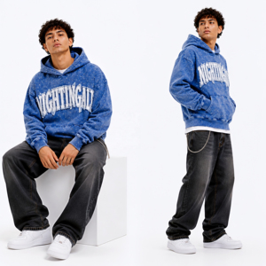Winter Heavyweight Streetwear Letters Embroidery Raw Hem Cropped Rhinestone Pullover Acid Wash Distressed Applique <b>Hoodie</b> 100% - Product Image 6