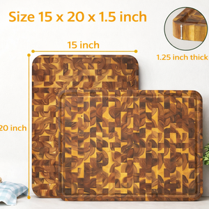 Natural Hardwood End Grain Butcher Block, Unique Pattern, Strong Durable, Food Safe <b>Kitchen</b> Cutting Board - Product Image 5