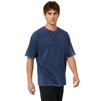 T-shirt homme personnalisé délavé à l'acide, faible MOQ pour les marques de détail américaines, avec coupe ample et t-shirt en coton filé à la main sur mesure