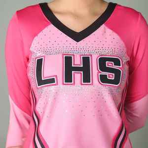 Tenue de cheerleading personnalisée OEM de qualité supérieure pour femmes, ensembles de strass 100 % polyester, confortables et sur mesure - Product Image 3