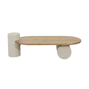 โต๊ะกาแฟทรงวงรี Vandana Nimbus Solace ทำจากไม้ลายคอนกรีตและไม้กระถิน - Product Image 2