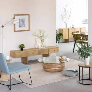 Mueble para TV Vandana Mira Vista de Madera de Mango con 4 Cajones - Product Image 4