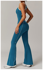 Combinaison de yoga dos nu personnalisée pour femme, couleur unie, longueur intégrale, dos nageur, sans manches, taille haute, en Spandex et Polyester, une pièce - Product Image 2