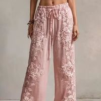 Nuevos Pantalones de Mujer Casuales de Cintura Media Elástica, Elegantes, Sólidos, en 3D, de Lona 100% Algodón, Transpirables, Ecológicos y de Secado Rápido para Otoño