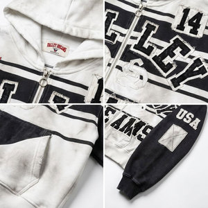 เสื้อฮู้ดซิป Valley Dreams สำหรับผู้ชาย ทรงโอเวอร์ไซส์ ผ้าฝ้ายถัก 100% สวมใส่สบายในฤดูหนาว พร้อมลายธงชาติสหรัฐอเมริกา - Product Image 6