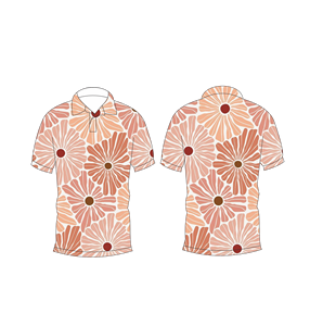 เสื้อโปโลแขนสั้นลายดอกไม้สำหรับผู้ชาย สีพีช ลายเดซี่ย้อนยุค เสื้อกอล์ฟลำลองสำหรับฤดูร้อน - Product Image 3