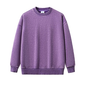 Sudadera de peso pesado para hombre, marca de moda, sudadera personalizada, Color sólido lavado usado con estampado personalizado, estilo de cuello redondo - Product Image 5