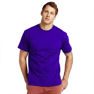T-shirt en coton noir pour homme, coupe classique, col rond, manches courtes, couleur unie, style jersey décontracté - Product Image 5