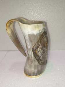 High Quality Natural Viking Horn Drinking Horn Mug Eco-Friendly Classic Customizable Logo Packaging <b>Beer</b> Coffee Cup - Product Image 1