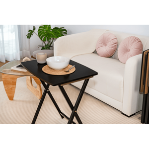 XL Oversized <b>Folding</b> <b>Tray</b> <b>Table</b> Set of 4 with Rack Black Dining Room Furniture - Product Image 6