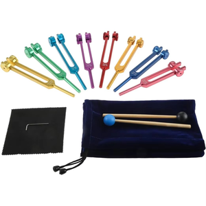 Juego de Diapasones de Chakra Premium |   Kit de 8 piezas de frecuencias curativas - Aleación de aluminio de grado médico para terapia de sonido y equilibrio - Product Image 3