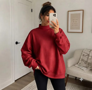 Sudadera Oversize de Forro Polar con Cuello Alto para Mujer, Tejido Premium Cómodo, Estilo Urbano Ecológico, Logotipo Frontal, Inspirada en Estaciones de Esquí - Product Image 1