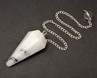 Pendentif en pierre précieuse facettée avec chaîne en argent, boule de cristal transparente, pierre polie, outil de Feng Shui, objet d'art de collection