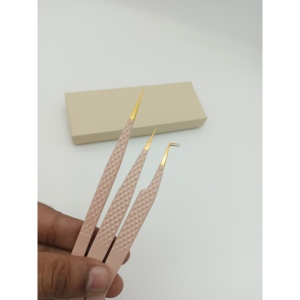 Pince à épiler pour cils à pointe en fibre, pointe lisse, en acier inoxydable doré, durable, pour sourcils, outil professionnel 723.0, personnalisation gratuite, livraison gratuite - Product Image 1