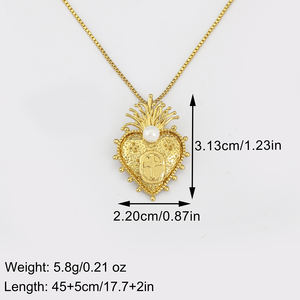 Collar Elegante QIKU al por Mayor con Circonita Cúbica, Sagrado Corazón y Estrella <span class=keywords><strong>de</strong></span> Belén, Religioso, para Mujeres, Hombres, Unisex - Product Image 3