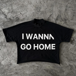 เสื้อยืดโอเวอร์ไซส์คอกลมทรงบ็อกซี่ผ้าคอตตอนเทอร์รี่ 100% พิมพ์โลโก้ได้ตามต้องการ น้ำหนัก 300 กรัม ระบายอากาศได้ดี แห้งเร็ว สไตล์สตรีทแฟชั่นสำหรับผู้ชาย - Product Image 1