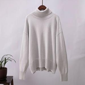 Suéter de punto personalizado para mujer, cuello alto, holgado, jersey de invierno, venta al por mayor - Product Image 3