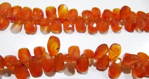Perles de pierre naturelle Cornaline Orange 7x10mm, forme poire, facettées, brillette, brin de 8 pouces de long - Product Image 5