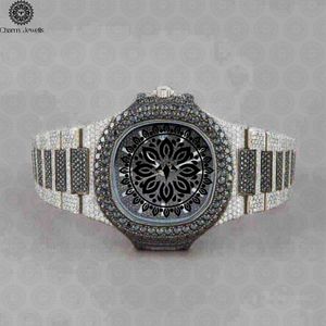 Charm Jewells Luxury Stainless Steel Watch 40mm Dial Black Mandala Pattern <b>Chronograph</b> Mechanical Movement Auto Date Push Button - Product Image 1