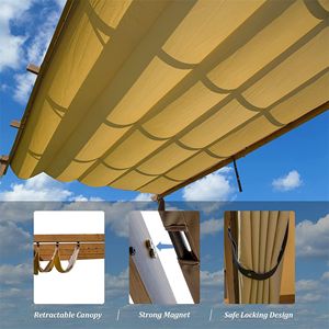 Pergola Retrattile in Alluminio per Esterni, Tettoia Parasole Resistente alle Intemperie per Patio, Barbecue, Feste, Matrimoni - Gazebo e Pergola - Product Image 5