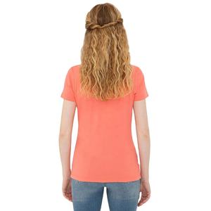 T-shirt pour femme en gros, coupe classique, manches courtes, col contrasté, respirant, anti-froissement, écologique, 100% coton - Product Image 3