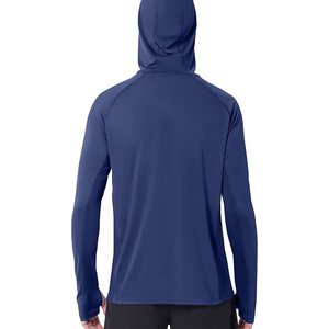 Camiseta de pesca personalizada con protección solar UPF 50+, manga larga, para deportes al aire libre, a prueba de polvo, de color sólido, para hombre. - Product Image 4